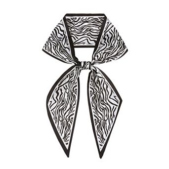 Women's Skinny Prints Scarf Long Leopard Horse Silky Satin Neckerchief for Office
