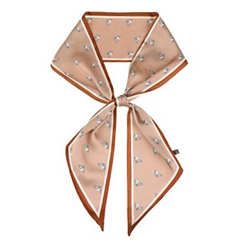 Women's Skinny Prints Scarf Long Leopard Horse Silky Satin Neckerchief for Office