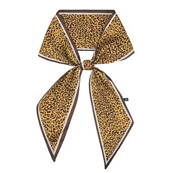Women's Skinny Prints Scarf Long Leopard Horse Silky Satin Neckerchief for Office