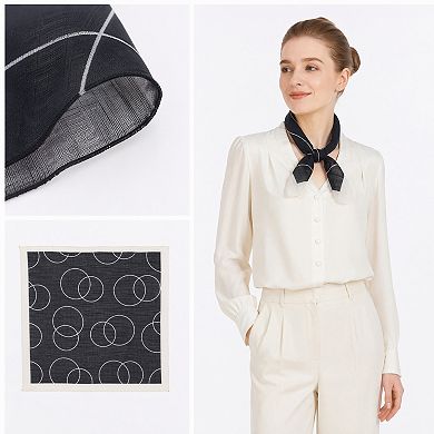 Women's Intersecting Circular Lines Pattern Scarf Square Lightweight Neckerchief Head Wrap