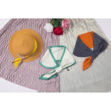 Women's Skinny Satin Silky Printed Scarves Easy Pull-Through Narrow Long Neckerchief Scarf