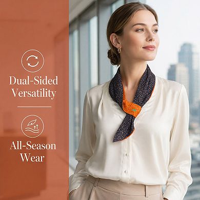 Women's Skinny Satin Silky Printed Scarves Easy Pull-Through Narrow Long Neckerchief Scarf