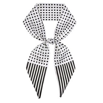 Women's Floral Stripes Dots Printed Skinny Long Neck Scarves Ribbon Hair Band Neckerchief Headscarf