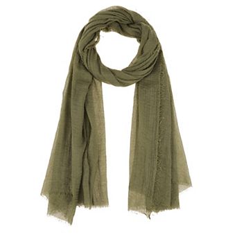 Cotton Blend Crinkle Long Scarves Beach Shawl Wrap Hijab with Fringed Edges for Women