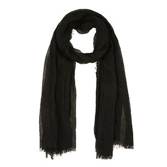 Cotton Blend Crinkle Long Scarves Beach Shawl Wrap Hijab with Fringed Edges for Women