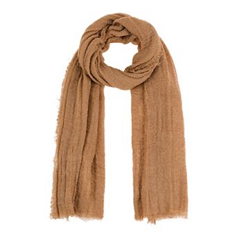 Cotton Blend Crinkle Long Scarves Beach Shawl Wrap Hijab with Fringed Edges for Women