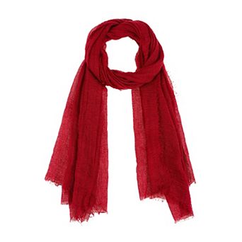 Cotton Blend Crinkle Long Scarves Beach Shawl Wrap Hijab with Fringed Edges for Women