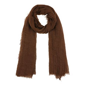 Cotton Blend Crinkle Long Scarves Beach Shawl Wrap Hijab with Fringed Edges for Women