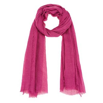 Cotton Blend Crinkle Long Scarves Beach Shawl Wrap Hijab with Fringed Edges for Women