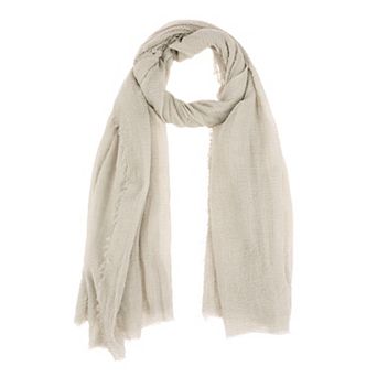 Cotton Blend Crinkle Long Scarves Beach Shawl Wrap Hijab with Fringed Edges for Women