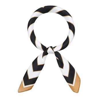 Women Stripe Print Square Scarves Satin Silk-Like Kerchief Neck Scarf Neckerchief Headband