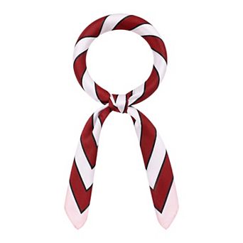 Women Stripe Print Square Scarves Satin Silk-Like Kerchief Neck Scarf Neckerchief Headband