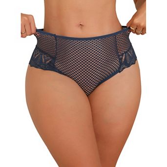 Womens Lace Mesh G-String Thongs Mid Waisted Tangas T-Back Underwear
