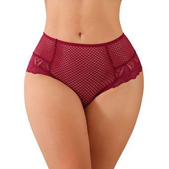 Womens Lace Mesh G-String Thongs Mid Waisted Tangas T-Back Underwear