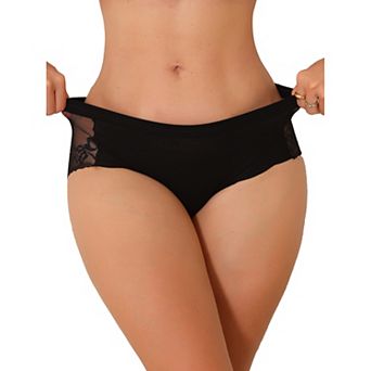 Women's Floral Lace Sheer Briefs Low Waist Underwear Panties