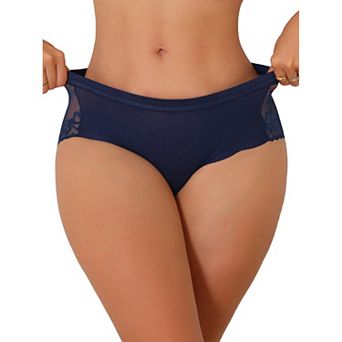 Women's Floral Lace Sheer Briefs Low Waist Underwear Panties