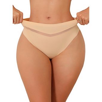 Women's Ice Silk Bikini Brief Mid Rise V-shaped Meshed Thongs