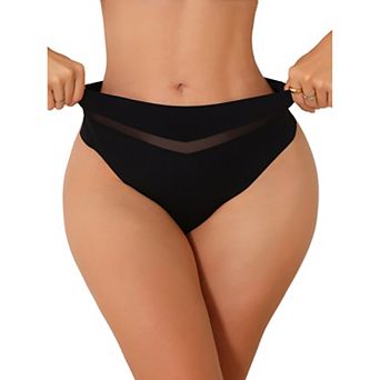 Women's Ice Silk Bikini Brief Mid Rise V-shaped Meshed Thongs