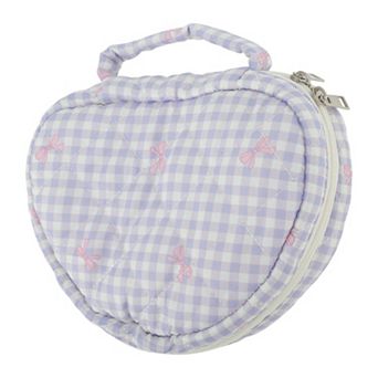 1 pc Heart-shaped Bow & Checkered Pattern Bag for Travel
