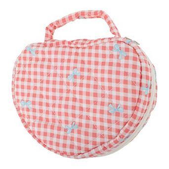 1 pc Heart-shaped Bow & Checkered Pattern Bag for Travel