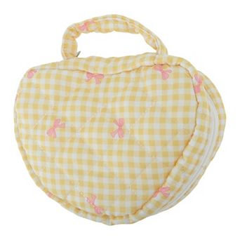 1 pc Heart-shaped Bow & Checkered Pattern Bag for Travel