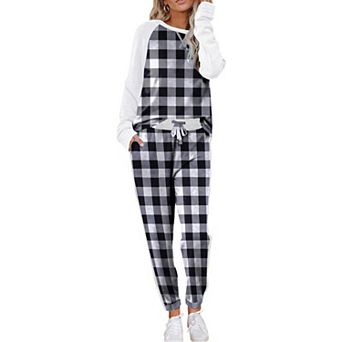 Ekouaer Womens Pajama Set Long Sleeve Pajamas Two Piece Lounge Set Sweatshirt and Long Pants