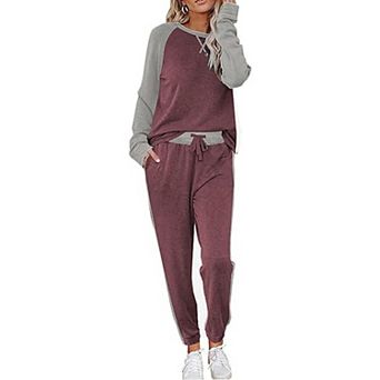 Ekouaer Womens Pajama Set Long Sleeve Pajamas Two Piece Lounge Set Sweatshirt and Long Pants