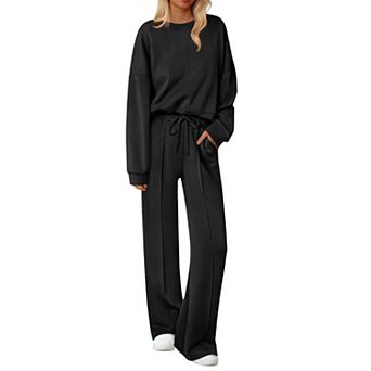 Ekouaer Lounge Sets Pajamas Two Piece Long Sleeve Tops and Pants Cozy Pajamas Loungewear