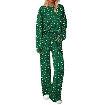 Ekouaer Lounge Sets Pajamas Two Piece Long Sleeve Tops and Pants Cozy Pajamas Loungewear
