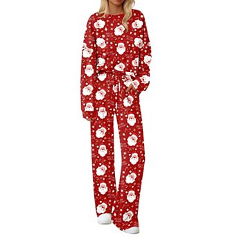 Ekouaer Lounge Sets Pajamas Two Piece Long Sleeve Tops and Pants Cozy Pajamas Loungewear