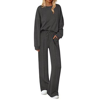 Ekouaer Lounge Sets Pajamas Two Piece Long Sleeve Tops and Pants Cozy Pajamas Loungewear