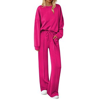Ekouaer Lounge Sets Pajamas Two Piece Long Sleeve Tops and Pants Cozy Pajamas Loungewear