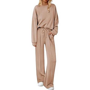 Ekouaer Lounge Sets Pajamas Two Piece Long Sleeve Tops and Pants Cozy Pajamas Loungewear