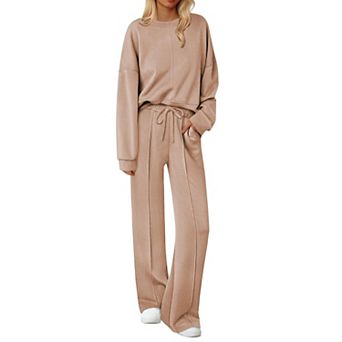 Ekouaer Lounge Sets Pajamas Two Piece Long Sleeve Tops and Pants Cozy Pajamas Loungewear