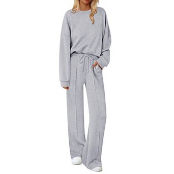 Ekouaer Lounge Sets Pajamas Two Piece Long Sleeve Tops and Pants Cozy Pajamas Loungewear