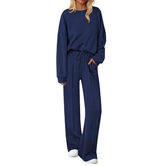 Ekouaer Lounge Sets Pajamas Two Piece Long Sleeve Tops and Pants Cozy Pajamas Loungewear