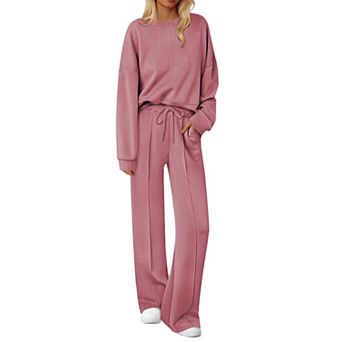 Ekouaer Lounge Sets Pajamas Two Piece Long Sleeve Tops and Pants Cozy Pajamas Loungewear
