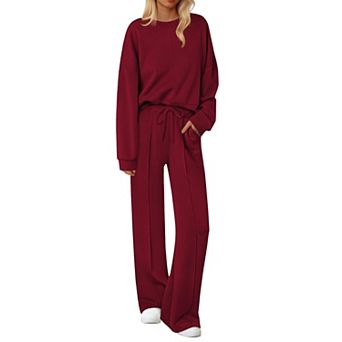 Ekouaer Lounge Sets Pajamas Two Piece Long Sleeve Tops and Pants Cozy Pajamas Loungewear