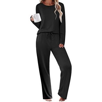 Ekouaer Womens Pajama Sets Two Piece Sleepwear Soft Pajamas Long Sleeve Pajamas Comfy Loungewear