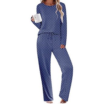 Ekouaer Womens Pajama Sets Two Piece Sleepwear Soft Pajamas Long Sleeve Pajamas Comfy Loungewear