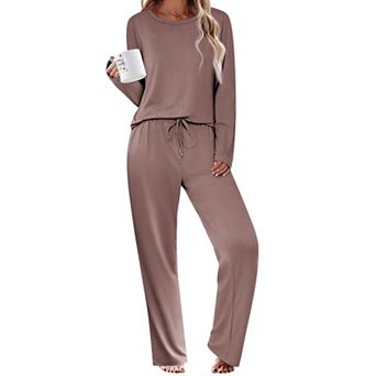 Ekouaer Womens Pajama Sets Two Piece Sleepwear Soft Pajamas Long Sleeve Pajamas Comfy Loungewear