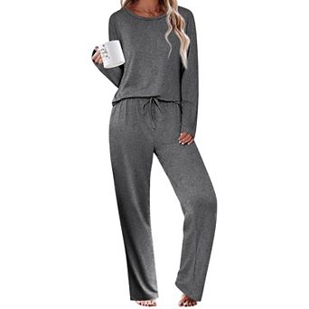 Ekouaer Womens Pajama Sets Two Piece Sleepwear Soft Pajamas Long Sleeve Pajamas Comfy Loungewear