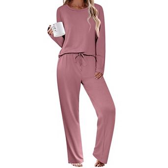 Ekouaer Womens Pajama Sets Two Piece Sleepwear Soft Pajamas Long Sleeve Pajamas Comfy Loungewear