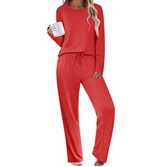 Ekouaer Womens Pajama Sets Two Piece Sleepwear Soft Pajamas Long Sleeve Pajamas Comfy Loungewear