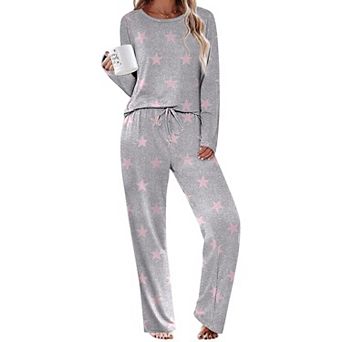 Ekouaer Womens Pajama Sets Two Piece Sleepwear Soft Pajamas Long Sleeve Pajamas Comfy Loungewear