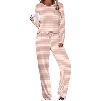 Ekouaer Womens Pajama Sets Two Piece Sleepwear Soft Pajamas Long Sleeve Pajamas Comfy Loungewear