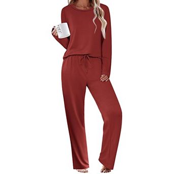 Ekouaer Womens Pajama Sets Two Piece Sleepwear Soft Pajamas Long Sleeve Pajamas Comfy Loungewear