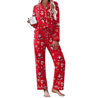 Ekouaer Womens Pajamas Set Cotton Long Sleeve Top and Long Pants Two Piece Pajamas Lounge Set