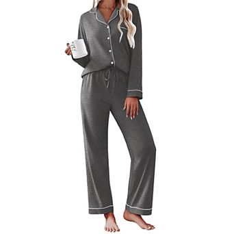 Ekouaer Womens Pajamas Set Cotton Long Sleeve Top and Long Pants Two Piece Pajamas Lounge Set