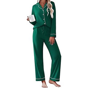 Ekouaer Womens Pajamas Set Cotton Long Sleeve Top and Long Pants Two Piece Pajamas Lounge Set